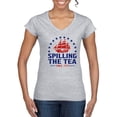 thumbnail image 1 of Wild Bobby Spilling The Tea Since 1773 Women Standard V-Neck Tee, 1 of 6