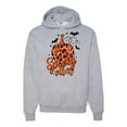 thumbnail image 1 of Wild Bobby Spooky Vibes Pumpkin Skulls Bats Stars with Orange and Black Halloween Unisex Hoodie Sweatshirt, Heather Grey, Medium, 1 of 6