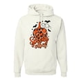 thumbnail image 1 of Wild Bobby Spooky Vibes Pumpkin Skulls Bats Stars with Orange and Black Halloween Unisex Hoodie Sweatshirt, White, Small, 1 of 6