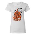 thumbnail image 1 of Wild Bobby Spooky Vibes Pumpkin Skulls Bats Stars with Orange and Black Halloween Women Graphic Tee, White, 3X-Large, 1 of 6