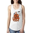 thumbnail image 1 of Wild Bobby Spooky Vibes Pumpkin Skulls Bats Stars with Orange and Black Halloween Women Racerback Tank Top, White, Medium, 1 of 6
