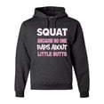 thumbnail image 1 of Wild Bobby Squat Because No One Raps About Little Butts Gym/Workout Unisex Graphic Hoodie Sweatshirt, Heather Black, Small, 1 of 5