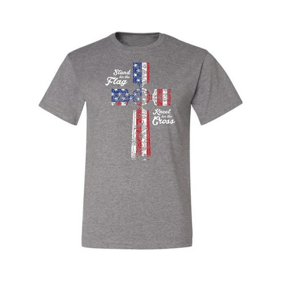 Wild Bobby Stand For The Flag Kneel for The Cross USA Flag Men Tee