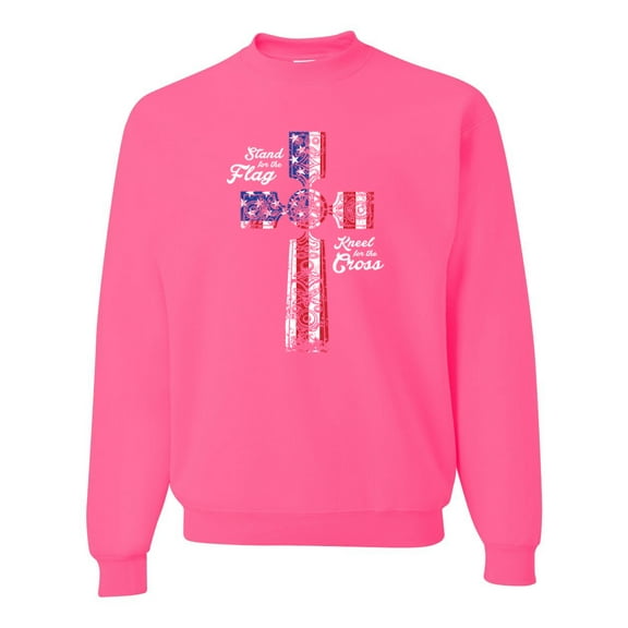 Wild Bobby Stand For The Flag Kneel for The Cross USA Flag Unisex Crewneck Sweatshirt