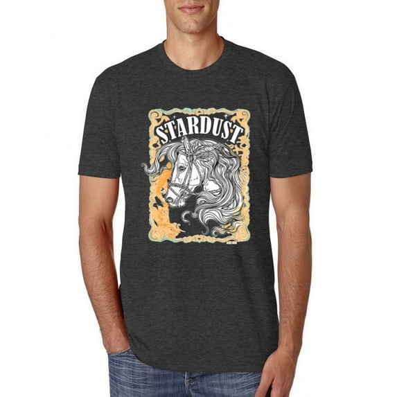Wild Bobby Star Dust Horse Black and Yellow Distressed Vintage Men Premium Tri Blend Tee, Vintage Black, Small