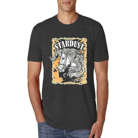 Wild Bobby Star Dust Horse Black and Yellow Distressed Vintage Men Premium Tri Blend Tee, Vintage Black, Small