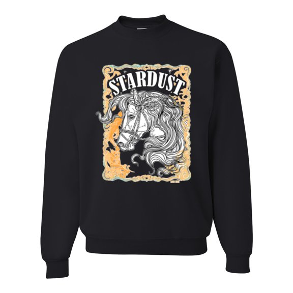 Wild Bobby Star Dust Horse Black and Yellow Distressed Vintage Unisex Crewneck Sweatshirt, Black, Small