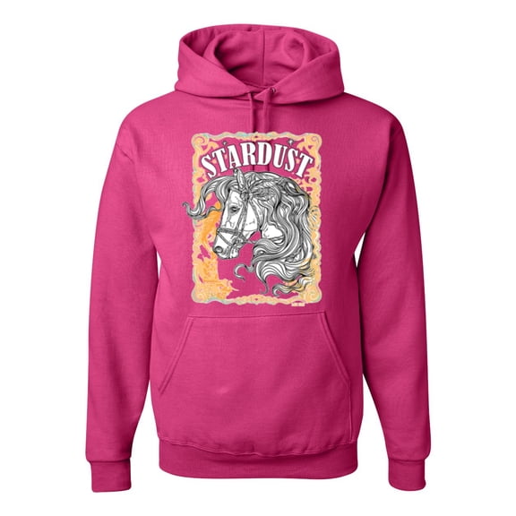 Wild Bobby Star Dust Horse Black and Yellow Distressed Vintage Unisex Hoodie Sweatshirt, Fuschia, Large