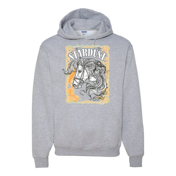 Wild Bobby Star Dust Horse Black and Yellow Distressed Vintage Unisex Hoodie Sweatshirt, Heather Grey, Medium