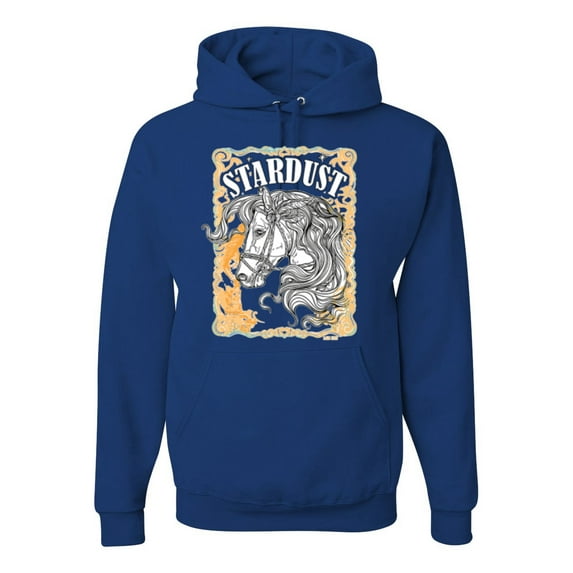 Wild Bobby Star Dust Horse Black and Yellow Distressed Vintage Unisex Hoodie Sweatshirt, Royal, X-Large
