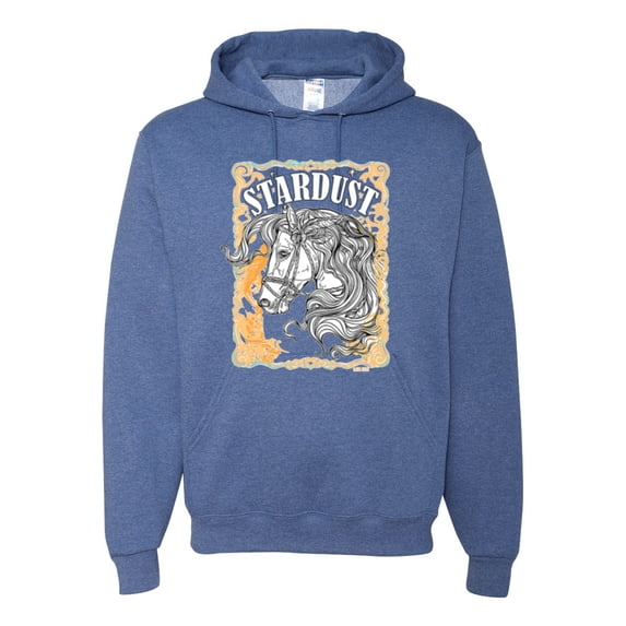 Wild Bobby Star Dust Horse Black and Yellow Distressed Vintage Unisex Hoodie Sweatshirt, Vintage Heather Blue, XX-Large