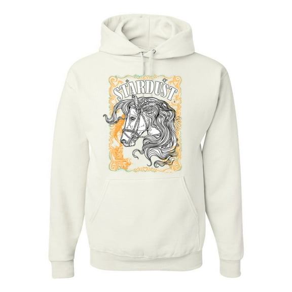 Wild Bobby Star Dust Horse Black and Yellow Distressed Vintage Unisex Hoodie Sweatshirt, White, X-Large
