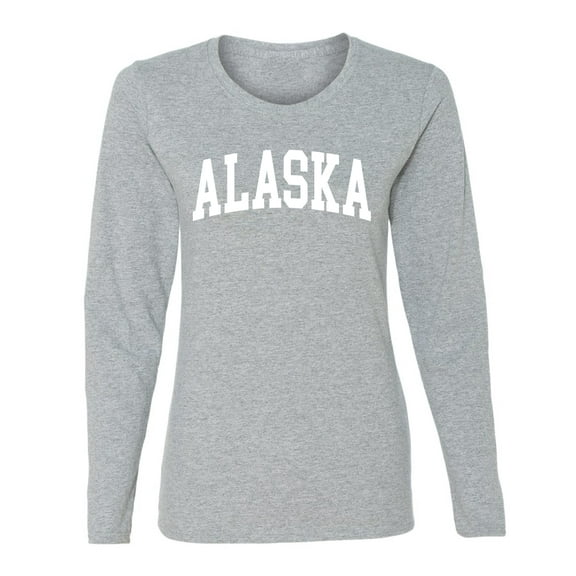 Wild Bobby State of Alaska College Style Women Graphic Long Sleeve Tee
