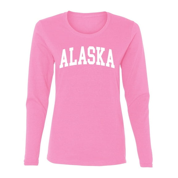 Wild Bobby State of Alaska College Style Women Graphic Long Sleeve Tee