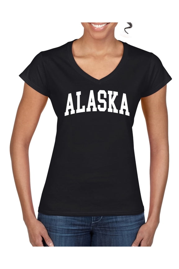 State of Alaska College Style Women Standard V-Neck Tee