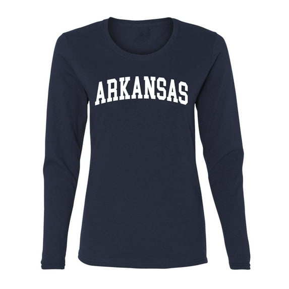 Wild Bobby State of Arkansas College Style Women Graphic Long Sleeve Tee