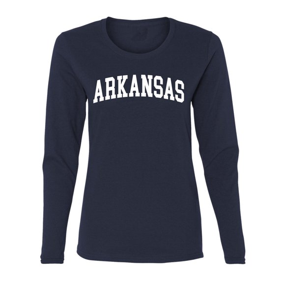 Wild Bobby State of Arkansas College Style Women Graphic Long Sleeve Tee