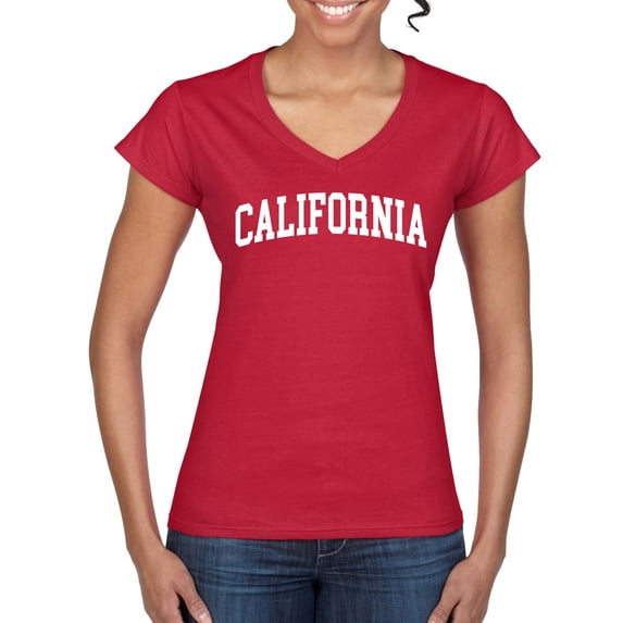 Wild Bobby State of California College Style Women Standard V-Neck Tee