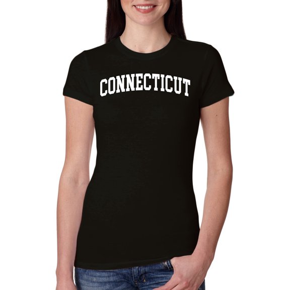 Wild Bobby State of Connecticut College Style Women Slim Fit Junior Tee
