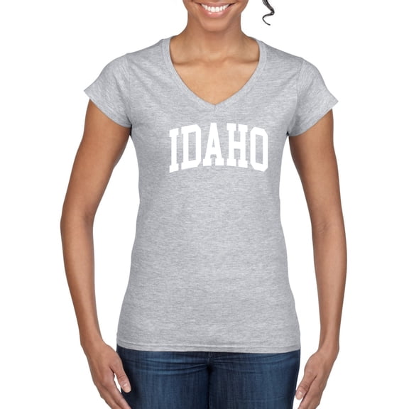 Wild Bobby State of Idaho College Style Women Standard V-Neck Tee