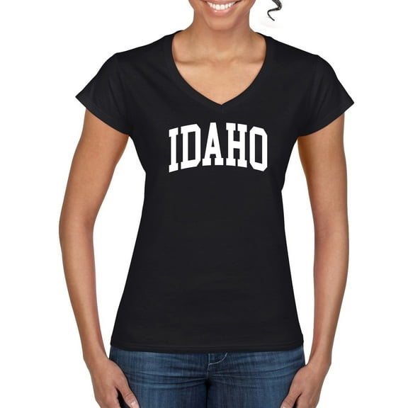 Wild Bobby State of Idaho College Style Women Standard V-Neck Tee