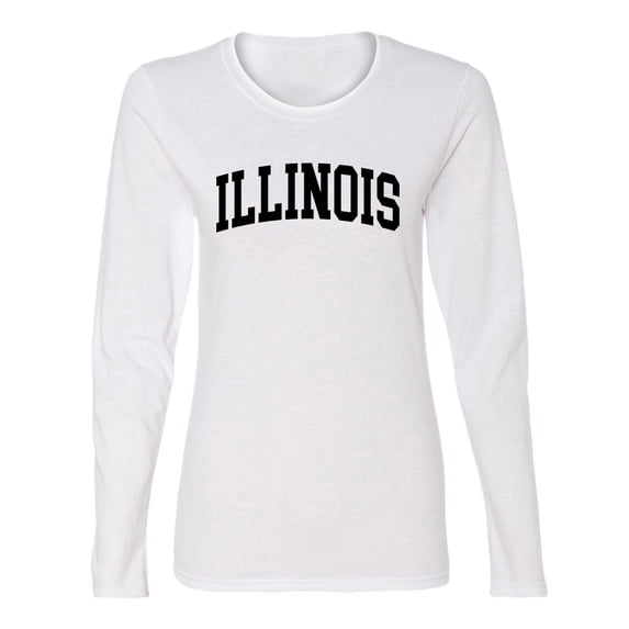 Wild Bobby State of Illinois College Style Women Graphic Long Sleeve Tee