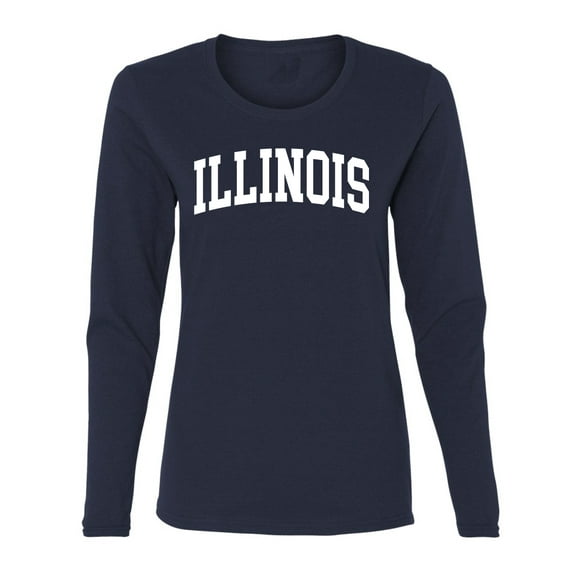 Wild Bobby State of Illinois College Style Women Graphic Long Sleeve Tee