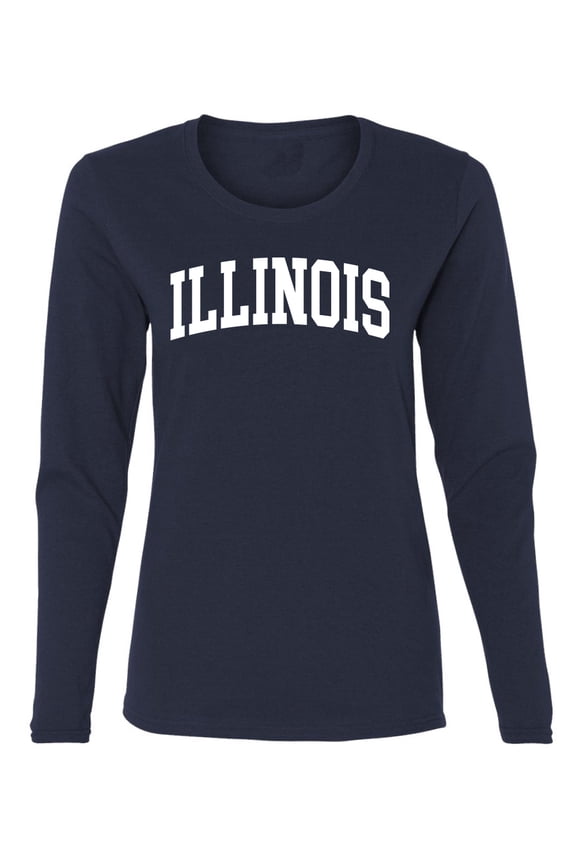 State of Illinois College Style Women Graphic Long Sleeve Tee