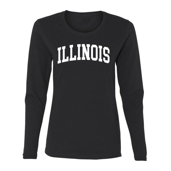 Wild Bobby State of Illinois College Style Women Graphic Long Sleeve Tee