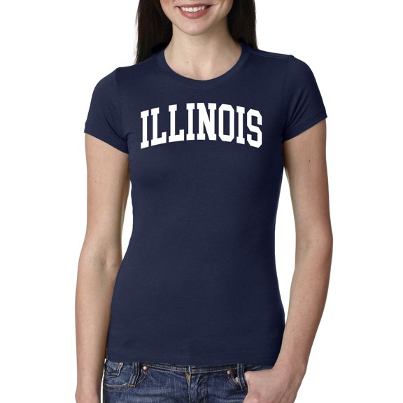 Wild Bobby State of Illinois College Style Women Slim Fit Junior Tee