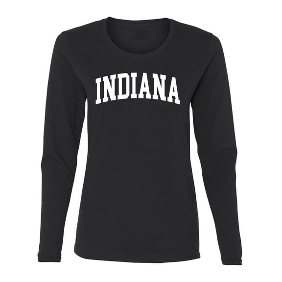 Wild Bobby State of Indiana College Style Women Graphic Long Sleeve Tee
