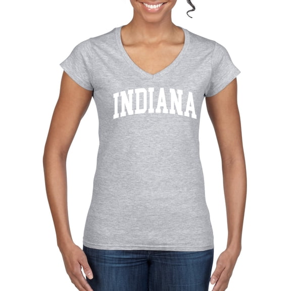 Wild Bobby State of Indiana College Style Women Standard V-Neck Tee