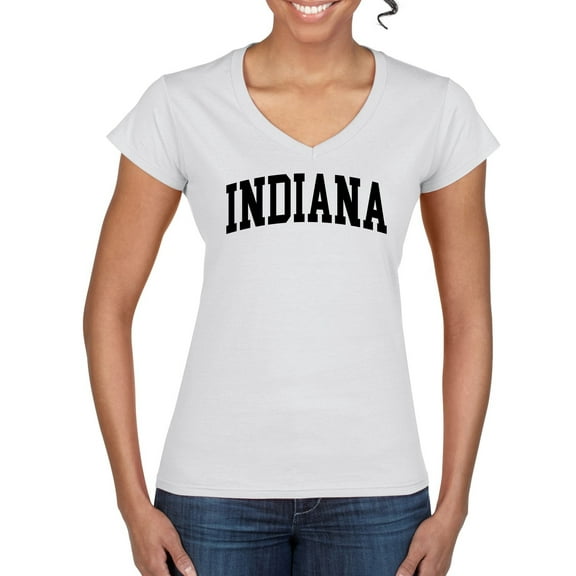 Wild Bobby State of Indiana College Style Women Standard V-Neck Tee