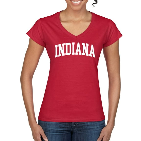 Wild Bobby State of Indiana College Style Women Standard V-Neck Tee