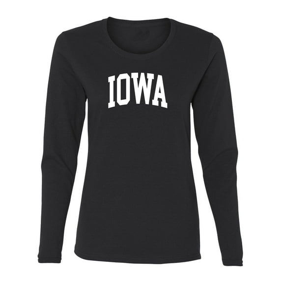 Wild Bobby State of Iowa College Style Women Graphic Long Sleeve Tee