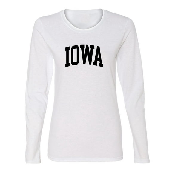 Wild Bobby State of Iowa College Style Women Graphic Long Sleeve Tee