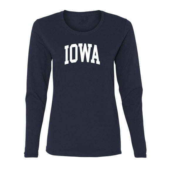Wild Bobby State of Iowa College Style Women Graphic Long Sleeve Tee