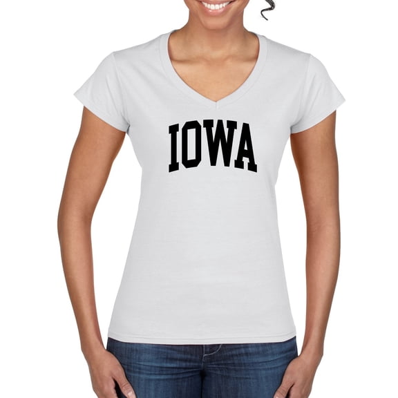 Wild Bobby State of Iowa College Style Women Standard V-Neck Tee