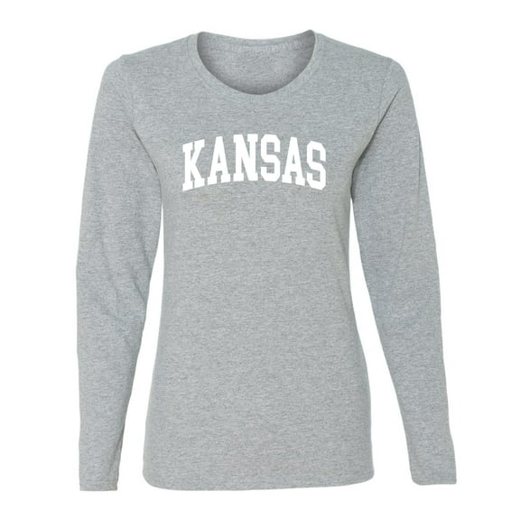 Wild Bobby State of Kansas College Style Women Graphic Long Sleeve Tee