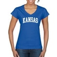 thumbnail image 1 of Wild Bobby State of Kansas College Style Women Standard V-Neck Tee, 1 of 6