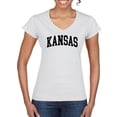 thumbnail image 1 of Wild Bobby State of Kansas College Style Women Standard V-Neck Tee, 1 of 6