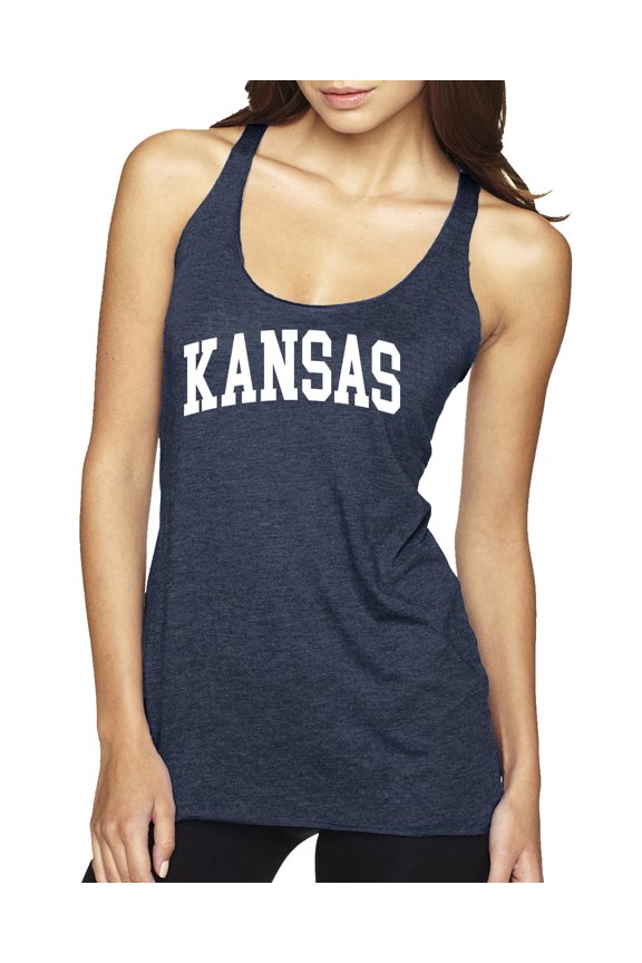 State of Kansas College Style Women Tri-Blend Racerback Tank Top