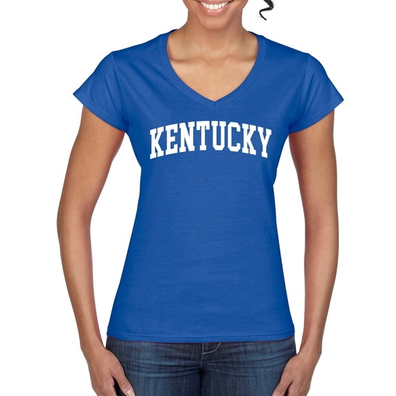 Wild Bobby State of Kentucky College Style Women Standard V-Neck Tee
