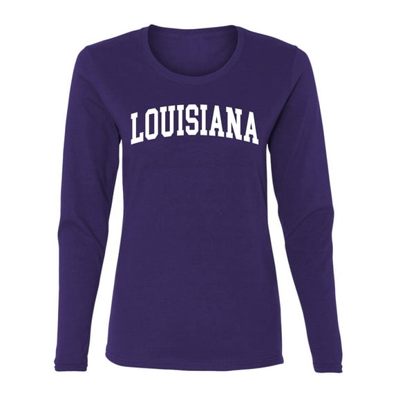 Wild Bobby State of Louisiana College Style Women Graphic Long Sleeve Tee