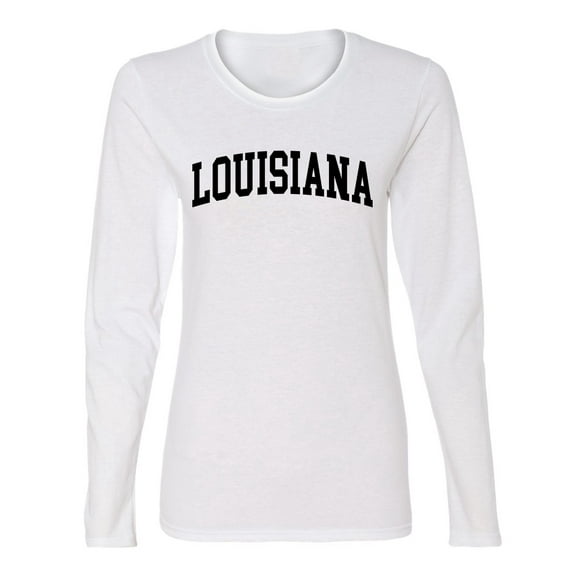 Wild Bobby State of Louisiana College Style Women Graphic Long Sleeve Tee