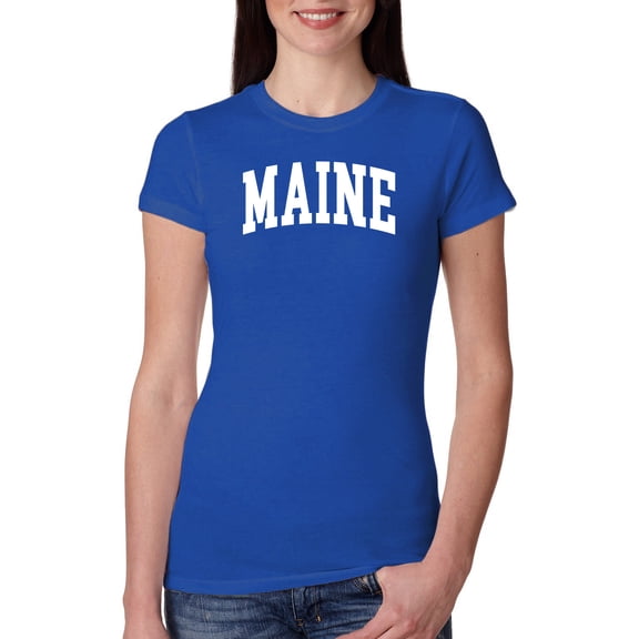 Wild Bobby State of Maine College Style Women Slim Fit Junior Tee