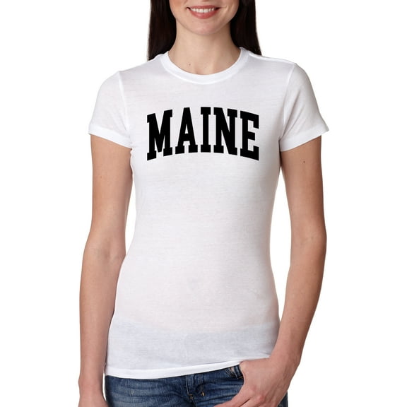 Wild Bobby State of Maine College Style Women Slim Fit Junior Tee