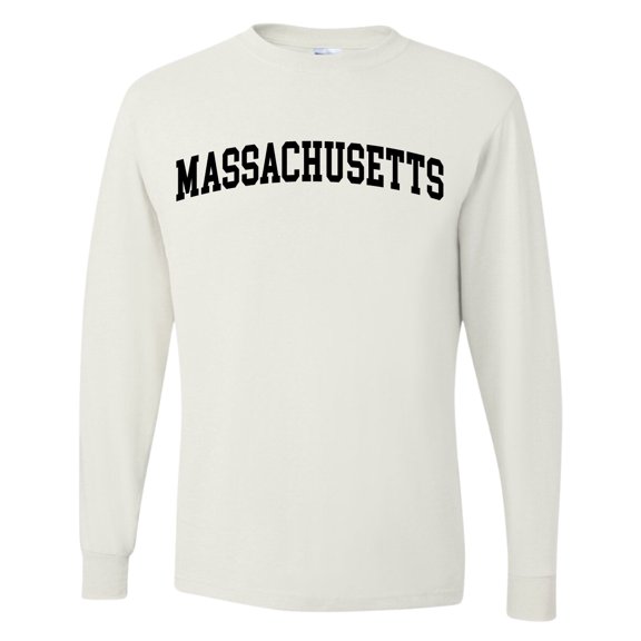 Wild Bobby State of Massachusetts College Style Men Long Sleeve Shirt