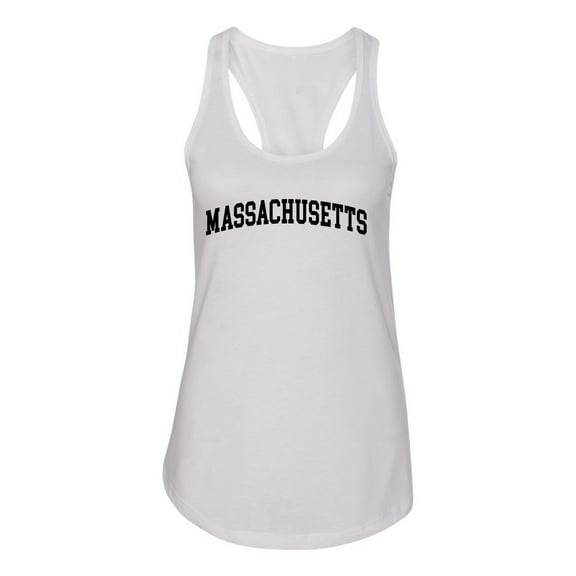 Wild Bobby State of Massachusetts College Style Women Racerback Tank Top