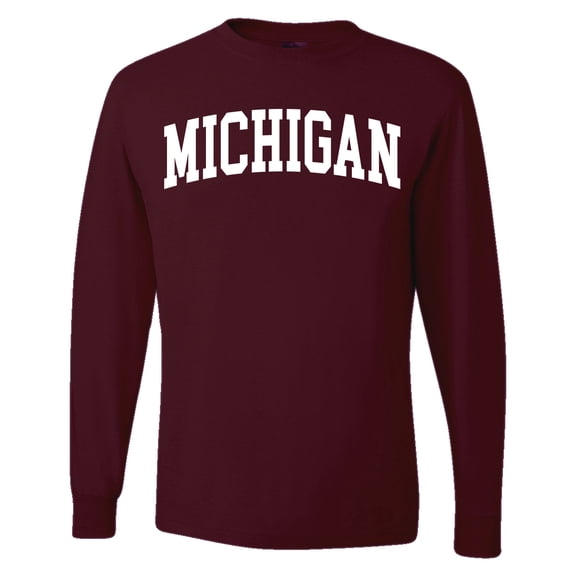 Wild Bobby State of Michigan College Style Men Long Sleeve Shirt